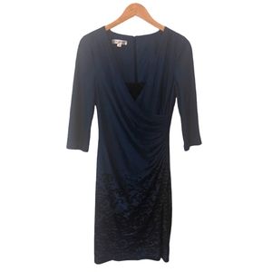 NWT Kay Unger Faux Blue Wrap Dress - Size 8